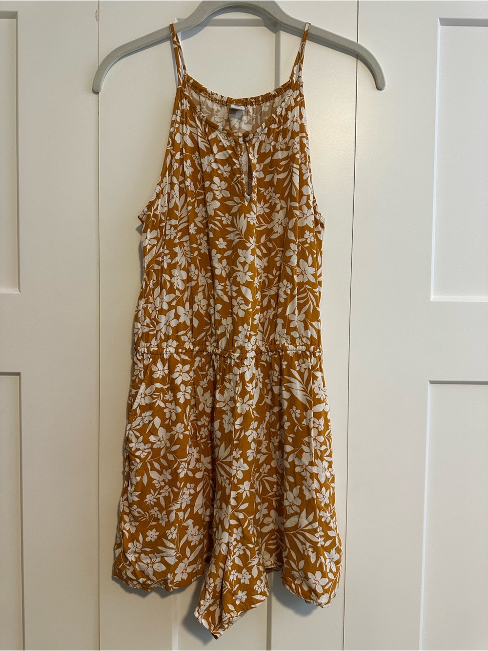 Old Navy Mustard Floral Sleeveless Romper